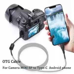카메라용 OTG 케이블 타입-C에서 MINI 8P B로 안드로이드 폰에 연결된 SLR 카메라 데이터 케이블 커넥터 파