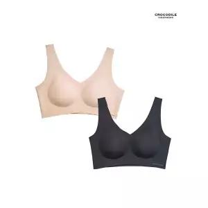 [크로커다일] 소프트 쿨인견 쉘론 패드일체형 V넥 브라2종 다크베이지 블랙 CDWBR5N1112