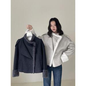 여성 램스울 차이나 울 코트