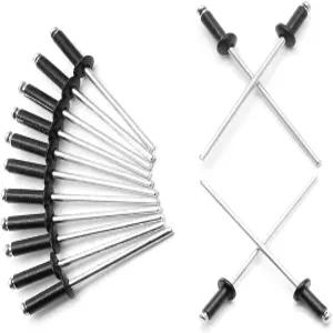 1/8 x 1/2 블랙 팝 리벳 모음 - 100개 알루미늄 금속 블라인드 카약 도구 해양 패스너 보트용