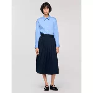 SANDRO Long Pleated Skirt - Navy Blue 1384253