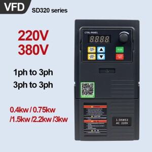 Hars 0.75/1.5/2.2/3KW VFD 220V 380V 가변 주파수 드라이브 컨버터 1상 3상 인버터 벡터 모터 속도 컨트롤