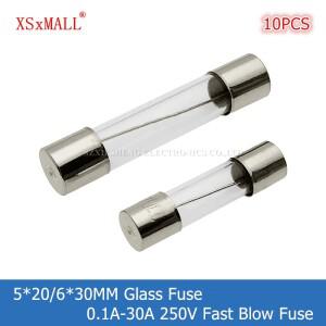 10PCS 5*20/6*30MM 고속 블로우 유리관 퓨즈 F0.1A 0.2A 1A 2A 3.15A 4A 5A 6.3A 7A 8A 30A 250V