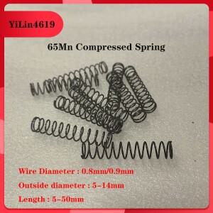 10pcs 65Mn 스프링 스틸 압축 와이어 직경 0.8mm/0.9mm 외경 5-18mm 길이 10-50mm
