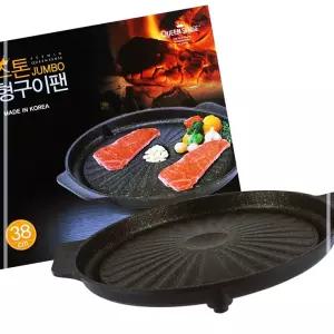 IKWB7332E 렉스톤 점보 원형 구이팬 38cm 불 목살 파티 가성비 코팅 넌스틱 고기 판