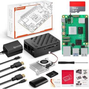 RasTech 라즈베리 파이 8GB 키트 64GB 포함 64G GaN 공급 POWER 장치 Pi5 27W 보드 에디션 USBC 쿨러 1V5A 액티브 LOGIC