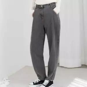 여자 핀턱 배기청바지 그레이 배기핏청바지