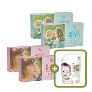 네이쳐러브메레 향기톡톡 아기 건조기시트 40매 2개 + 2개, 총 4개 [GIFT] 아기 유연제 리필 오리지널향 500ml 1팩
