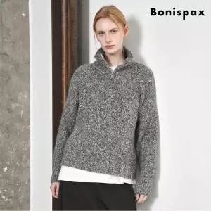 [보니스팍스]하이넥 반집업 골지 보카시 울 니트 (XP4KT033L0)