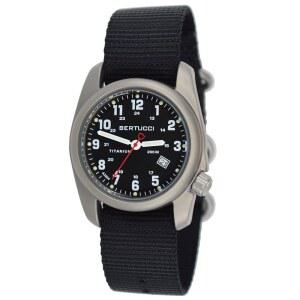 BERTUCCI 40mm 티타늄 필드 워치 - A-2T 오리지널 클래식 - 블랙 다이얼 블랙 나일론 밴드 12022
