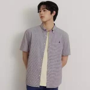 국내매장품 빈폴 시어서커 마이크로 깅엄 반소매 셔츠 - 브라운 BC6465C42D 307535