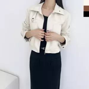 친절한탄씨 REN 3446 여자 스웨이드 라이더 크롭 자 재킷 아우터 하프재킷 누빔하프코트 아돌포 겨울