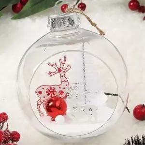 트리장식볼 눈꽃루돌프 장식볼 스노우 투명 15cm