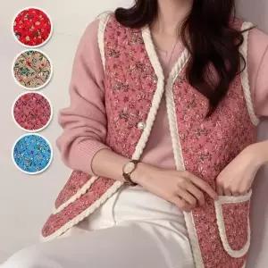 로프조끼 / 조끼 양털 여성조끼 기모조끼 양털조끼 플라워 NEW 3size) (4color