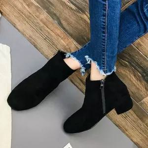 털앵글부츠 앵클부츠코디 앵클 지퍼 여성 데일리 겨울 데이트 스웨이드