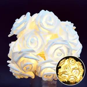 플로우마켓 해피파티 이벤트 가랜드 LED 플라워 (화이트 장미) (옐로우 전구) LED장미