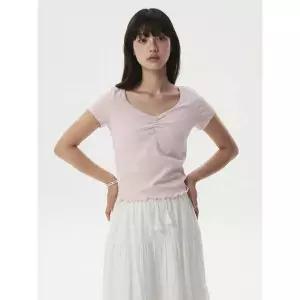 [후아유][AK수원점] [후아유] 여성 Shirring V-neck T-shirt WHRAG2592F