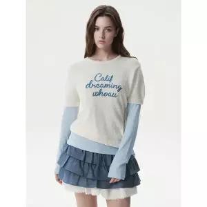 [후아유][AK수원점] [후아유] 여성 Lettering Boucle Sweater WHKAG2422F