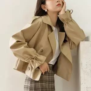 가을 숏트렌치코트 숏기장 겨울 숏트렌치재킷 키작녀 숏트렌치자켓 숏트렌치 크랍 숏