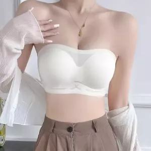 끈없는 오프숄더 웨딩 속옷 브라 이중 스트랩 브라탑