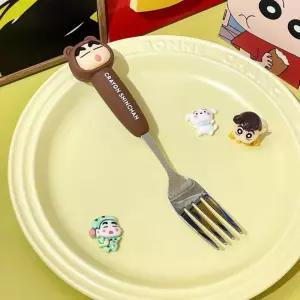 유아 어린이 입체 캐릭터 예쁜 짱구 피규어 포크 브라운 수저 저본 식사 아이숟가락
