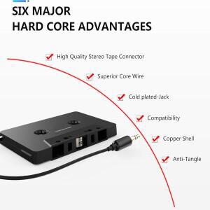자동차 카세트 Aux 어댑터 3.5mm 범용 오디오 케이블 테이프 핸드폰 MP3 요법 블랙