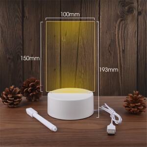 투명 발광 LED 야간 조명, USB 아크릴 지울 수 있는 쓰기 메시지 보드, 달력, 데스크탑 장식품