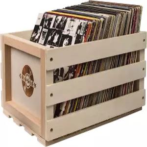 Crosley AC1004A-NA 레코드 보관함 최대 75장의 앨범 보유 내추럴