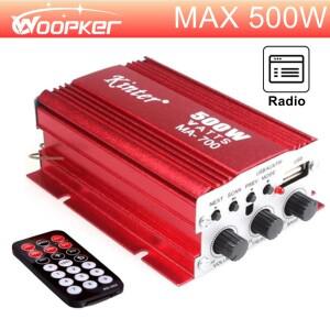 Woopker 차량용 앰프 Kinter MA700 컴팩트 500W MAX 전원 채널 2.0, 리모컨 DC 12V 지지대 USB FM AUX 입력