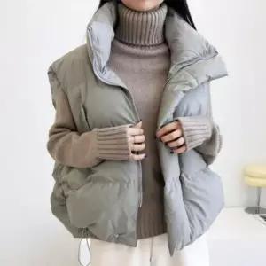 하이넥 패딩 오버핏 조끼패딩 패딩조끼 여자포그니 조끼 경량패딩