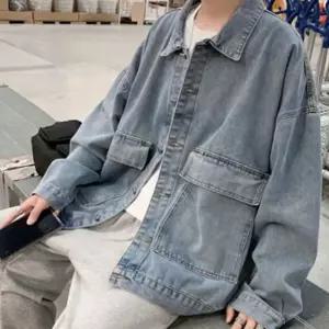 (다올)데님자켓 오버핏 남자 청자켓 빅포켓 캐주얼 아우터 봄가을 데일리 코디