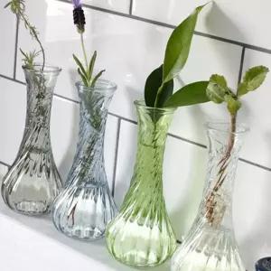 (다올)주름 디자인 미니 유리병 꽃장식 화병