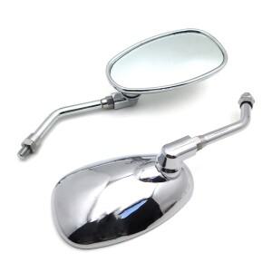 범용 바이크 오토바이 타원형 크롬 백미러, 야마하 xt 600 virago 125 535 1100 vmax 1200, 10mm 사이드 미