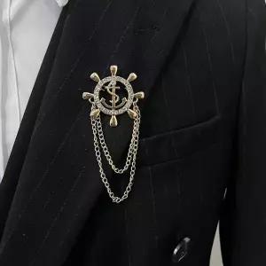 남성용 자켓 닻 앵카 브로치 부토니에 마린 수트 뱃지 옷핀 패션 정장 악세사리