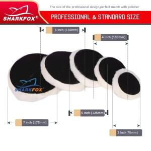 Sharkfox 양모 연마 디스크, 헤비 커팅 패드, 버핑 폴리셔 왁싱용 고밀도 램, 80-180mm