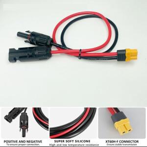 12awg/3.4mm ² 자동차 태양 전지 패널 연장 케이블 XT60-태양 광 커넥터 No.12 연질 실리콘 주석 도금 구