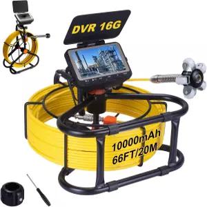 SYANSPAN 하수도 카메라 66피트 배수관 HD 4.3인치 화면 DVR 23MM 배관 스네이크 보어스코프 12개의 LED