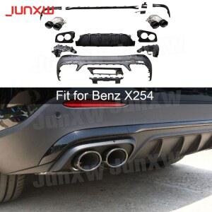 벤츠 X254 GLC260 GLC300L SUV GLC43 AMG 2023 2024용 ABS 바디킷 리어 범퍼 디퓨저 립 및 배기 팁 포함 자동차 액세서리