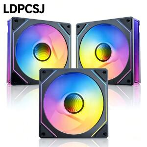 LDP 파워 트레인 프리즘 7 프로 120MM ARGB/PWM H라인 케이스 쿨링 팬 - 컴퓨터 무한 거울 디자인의 저소음