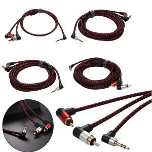 Y젠더 3 5MM 남성 2 RCA MP3 절약형 스마트폰 태블릿용 케이블 분배기 90도 공간 플레이어 휴대폰