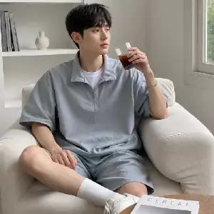반팔 아노락 셋업 남녀공용 반바지 트레이닝복 커플룩 여름 휴가룩