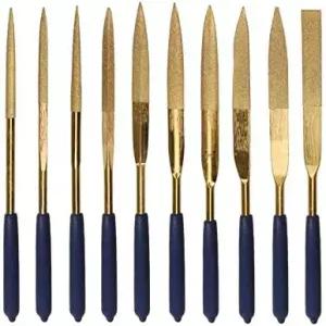 야카모즈 10Pcs 티타늄 소형 다이아몬드 바늘 파일 세트 4x160mm 미니 원형 사각형 평평한 모양 리플러