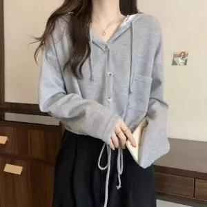 [하프클럽/골피아]캐주얼핏 스트링 후드 가디건 베스트 데일리 아이템