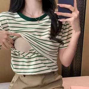 수디바 모던 스트라이프 반팔 수유티셔츠 여름 수유복