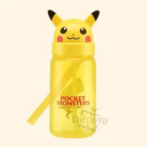 피카츄 페이스 스트로 보틀 350ml 휴대용 용물병 빨대 마이
