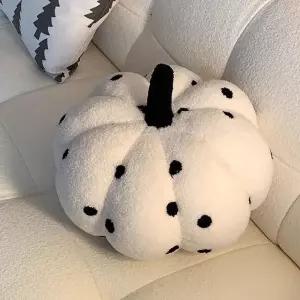 귀여운 호박 쿠션 소파쿠션 화이트도트 등받이 거실 북유럽 원형 부클