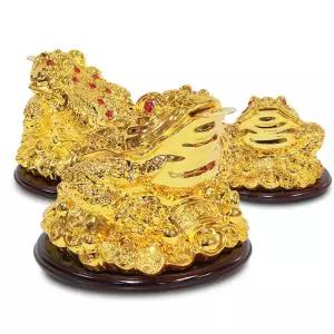 사라코 원형 삼족 황금두꺼비 대 13.5cm x 장식품 집들이선물 개업용 골드 소품 이전