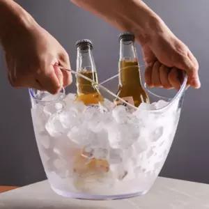 캠핑 맥주 와인 샴페인 투명 아이스 버킷 얼음 바스켓 얼음통 4L
