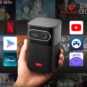 이코노미쿠스 빔프로젝터 미니빔 휴대용 가정용 무선 홈시네마 캠핑