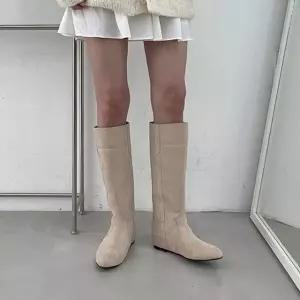 스웨이드 슬림핏 일자핏 키높이굽 여성 롱부츠 4fY